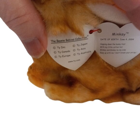 Ty Beanie Babies Minsky Bunny Rabbit Plush Toy Soft Stuffed Animal Retired NEW - Picture 7 of 9